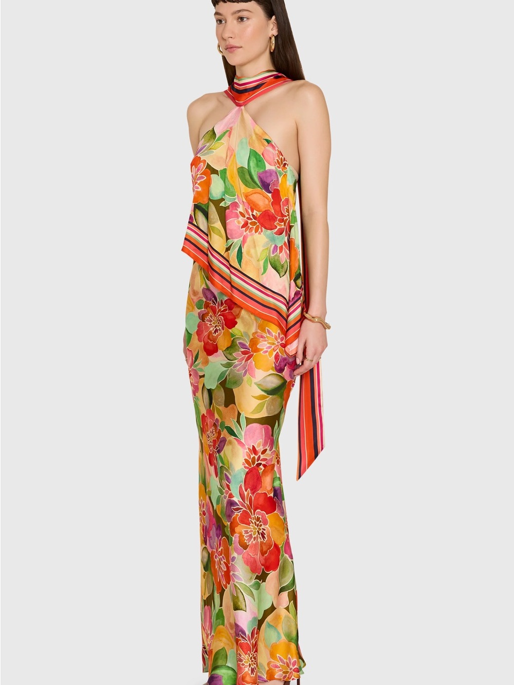 Amanda Uprichard Multicolor Floral Halter Maxi Dress - Picture 2 of 10